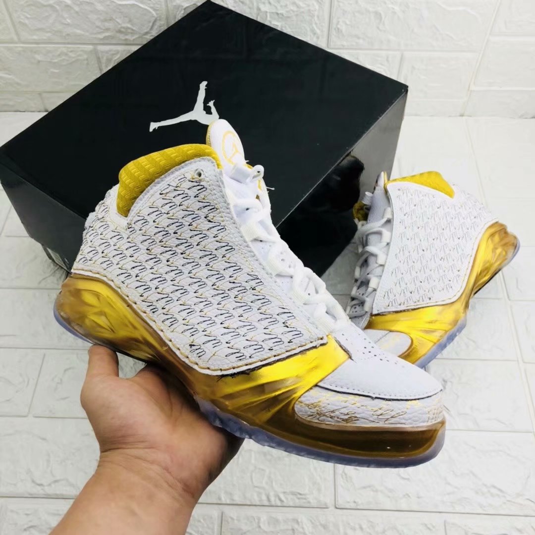 New Air Jordan 23 White Shine Gold Shoes